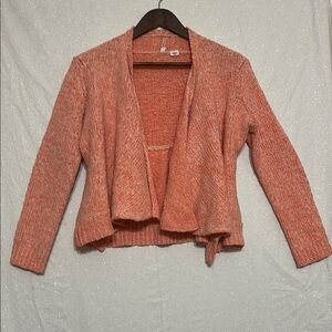 Moth Orange Open Front Cardigan with Long Sleeves
